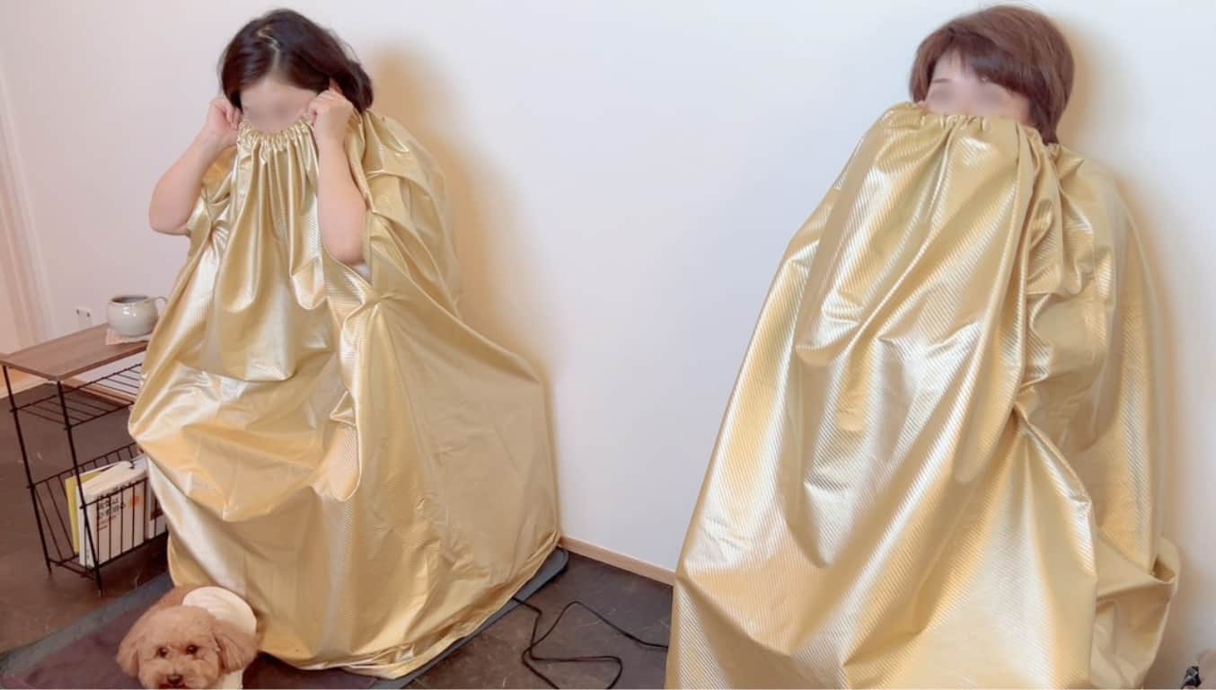 よもぎ蒸しをしている写真